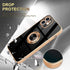 for iPhone 12 Phone Case with 360° Rotatable Finger Ring Holder Kickstand Magnetic Shiny Gold Plated Edge for Women Men Shockproof Soft TPU Protec...