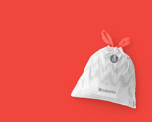 Brabantia PerfectFit Trash Bags (Size B/1.3 Gal) Thick Plastic Trash Can Liners with Drawstring Handles (40 Bags)...