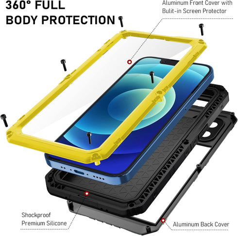 Beasyjoy for iPhone 12 Case, Waterproof Heavy Duty Case with Built-in Screen Protector Full Body Rugged Protective Cover, Military Grade Shockproo...