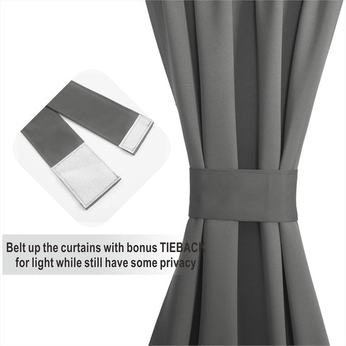 Aquazolax Blackout French Door Curtains - 72 Inch Rod Pocket Curtain for Closet Without Doors Thermal Insulated Front Door Curtains for Glass Wind...