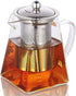 19.3oz Glass Teapot with Infuser, Borosilicate Glass, 550ML, Clear, Stainless Steel Infuser...