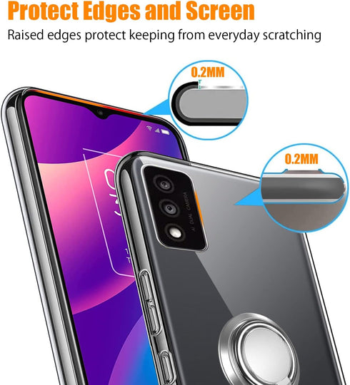 Case for TCL 30T (T603DL) Phone Case Clear with Ring Kickstand,Tempered Glass Screen Protector, Shockproof (Clear)...