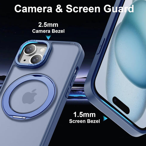360°Rotatable Ring Magnetic Stand Case for iPhone 15 Plus Compatible with MagSafe, Military Shockproof Protective Matte Phone Cover Case Built-in ...