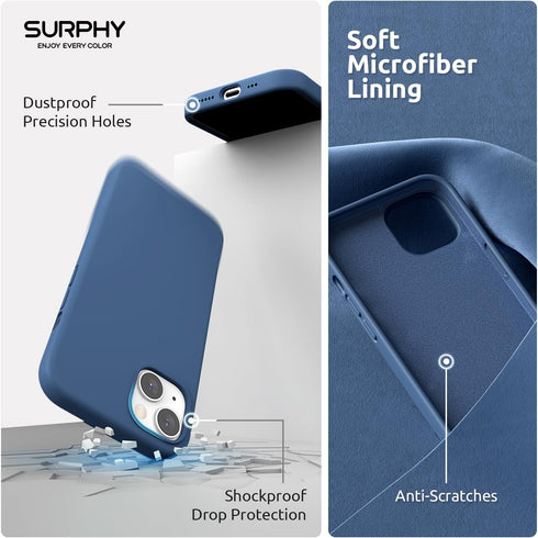 SURPHY (4 in 1 Designed for iPhone 14 Case Compatible with MagSafe (6.1 inch, 2022), with 2 Pack Screen Protector + Camera Cover, Liquid Silicone ...