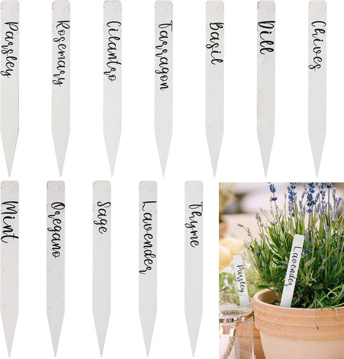 Herb Garden Stakes Wood Garden Labels Plant Markers Garden Signs Farmhouse Decor for Plant Garden Seed Potted Herbs Flowers Vegetables Holiday Far...