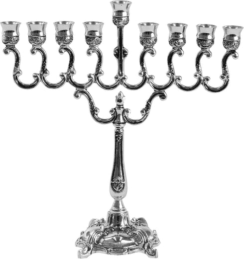 Ner Mitzvah Silver Plated Candle Menorah, Fits All Standard Hanukkah Candles - Curved Branches, 7.25 High x 6.5 Wide...