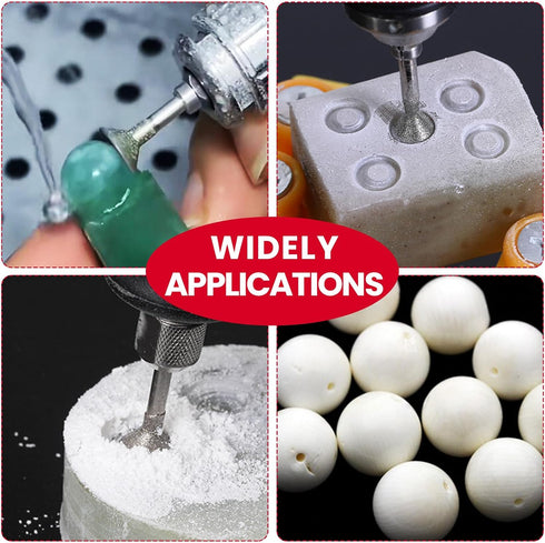 Stone Carving Set Diamond Burr Bits Compatible with Dremel, 13PCS Polishing Kits Rotary Tools Accessories with 2.35mm 3mm Shank Bowl Shape for Car...