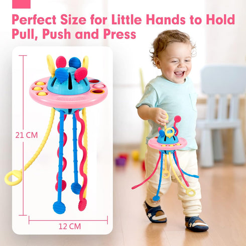 Montessori Toys - Silicone Pull String Baby Sensory Toys for Toddlers - Toddler Travel Toys...