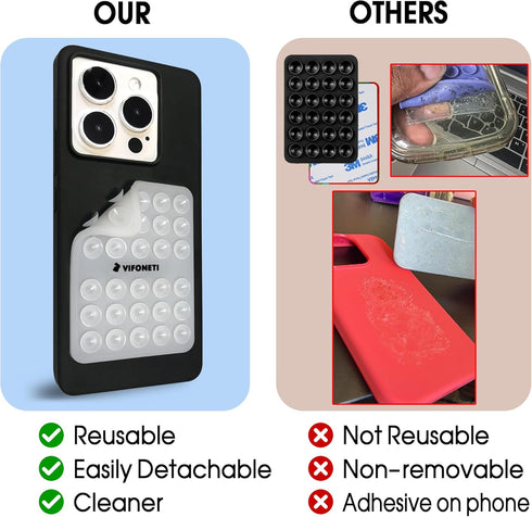 Double Sided Silicone Suction Cup Phone Mount Case for Selfies and Videos - Attach to Glass, Mirrors & Smooth Surfaces Sticky Grip for iPhone and ...
