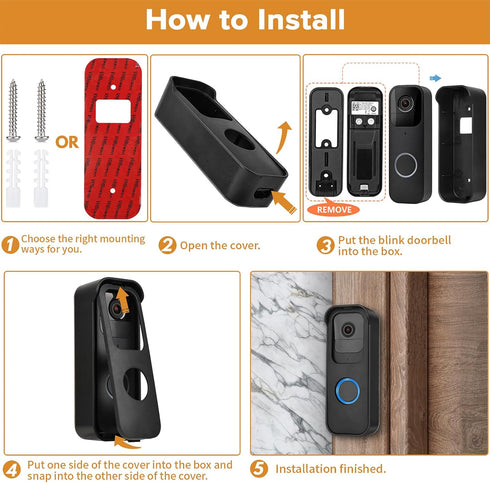 No-Drilling Door Mount for Blink Video Doorbell, Adhesive Doorbell Mount Bracket, Accessories for Blink Doorbell Home Security System?Black?...