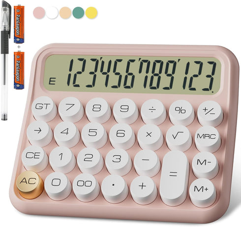 Mechanical Calculator 12 Digit Extra Large 5-Inch LCD Display, DECKLIT Battery Desk Calculator, Big Buttons Easy to Press Use as Office Calculator...