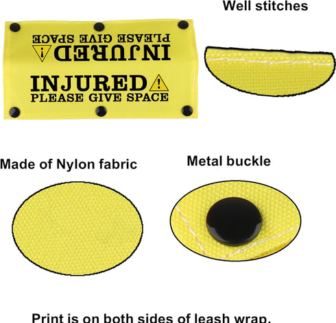 Funny Dog Leash Sleeve Injured Please Give Space Dog Leash Wrap Sleeve Alert Tag Pet Birthday Gift (Injured Please-YE Sleeve)...