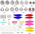 SUNNYCLUE 1 Box DIY 8 Pairs Bohemia Colorful Long Feathers Dangle Hook Earring Making Kit Jewelry Findings Making Crafts for Women, Antique Silver...