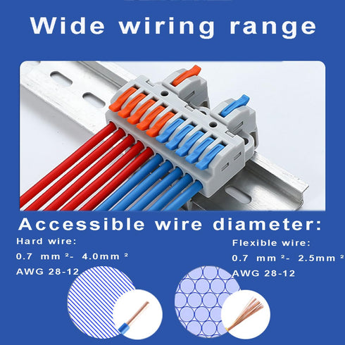 10 Pcs DIN Rail Terminal Blocks?28-12AWG Quick Wiring Cable Connector DIY Push-in Conductor Wire Connectors (2 in 8 Out)...