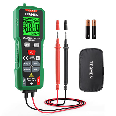 TSM-192 Handheld Digital Multimeter, Voltage Tester with Leads, Voltmeter Measures Phase, NCV, AC/DC Voltage, Resistance, Continuity & Live Wire f...