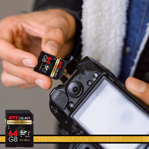 Ritz Gear 64GB High-Speed SDXC UHS-II SD Card, C10, U3, V60, Full-HD & 8K Memory Card for DSLR, Cinema-Quality Video Cameras...