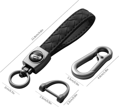 Carabiner Keychain, Universal Heavy Duty Woven Handmade Leather Key Chain, Car Fob Key Keychains with 360 Degree Rotatable Snap Swivel and Anti-Lo...