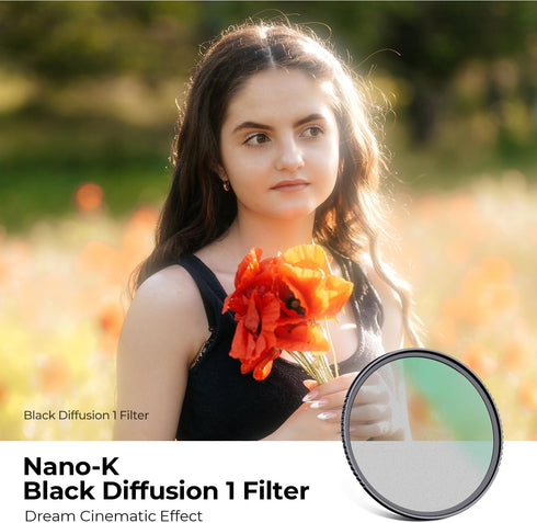 K&F Concept 49mm Black Diffusion 1 Filter Mist Cinematic Effect Filter with 18 Multi-Layer Coatings for Video/Vlog/Portrait Photography (K-Series)...