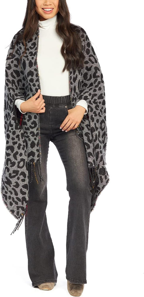 Mud Pie Reversible Tartan and Leopard Womens Scarf Wrap, One Size, Green...
