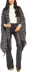 Mud Pie Reversible Tartan and Leopard Womens Scarf Wrap, One Size, Green...