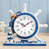 RTGGSEL Mediterranean Style Nautical Silent Desk Clock Lighthouse Helm Wooden Clocks Ship Wheel Rudder Shelf Clocks Beach Theme Clock Decor Orname...