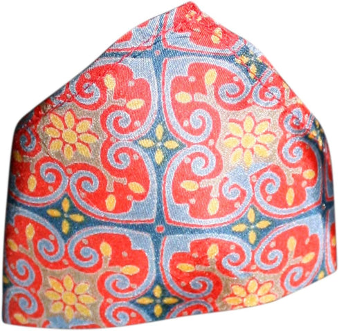 Elegant Red Gold Cathedral Print Silk Handkerchief Rich Arabesque Design – 100% Silk - Large 16” Square...