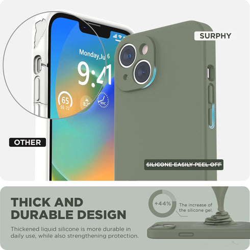 SURPHY Compatible with iPhone 14 Case with Screen Protector (Camera Protection + Soft Microfiber Lining) Liquid Silicone Phone Case 6.1 inch 2022 ...
