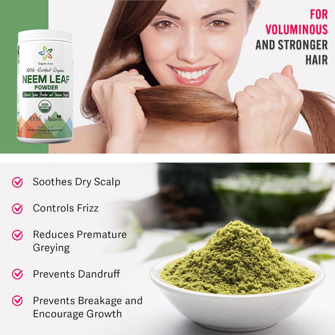 Organic Aura Neem Leaf Powder (Azadirachta Indica). 100% Pure Neem, Raw and Green. USDA Certified Organic Neem for Immune Support, Skin, and Hair....