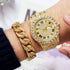 Mens Ice Out Watches Big Rocks with Roman Numerals Fully Colorful Dial Gold Watch...