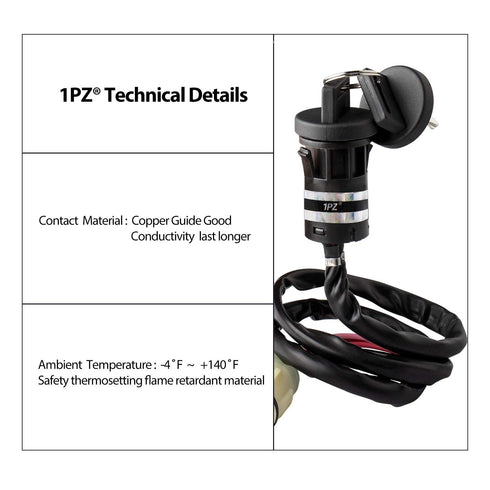 1PZ H4T-K01 Ignition Key Switch fit for Honda ATV TRX350 TRX420 TRX450 Foreman TRX350FM 4x4 2000-2006 Rancher 350 400 420 Waterproof 35100-HR6-A61...