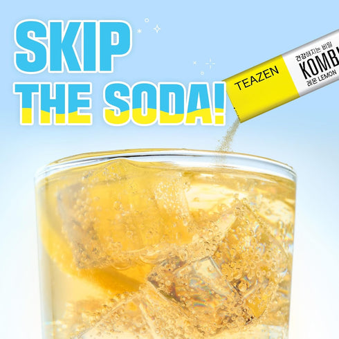 TEAZEN Lemon Kombucha Tea, Hydration Drink Mix, Sugar Free, Live Probiotics & Prebiotics, 10 Sticks, 1.76oz...