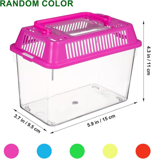 NOLITOY 4pcs Mini Fish Tank, Plastic Fish Box Breeding Case with Handle Desktop Fish Bowl Portable Aquarium for Shrimp Turtle Shrimp Goldfish (Ran...