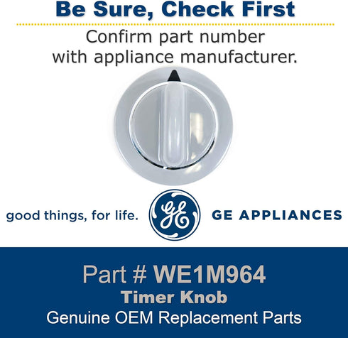 GE WE1M964 Genuine OEM Timer Knob (Grey) for GE Dryers