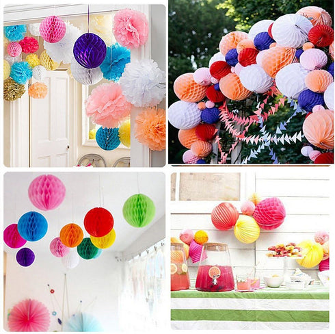 Daily Mall 10Pcs 8 inch Art DIY Tissue Paper Honeycomb Balls Party Partners Design Craft Hanging Pom-Pom Ball Party Wedding Birthday Nursery Decor...