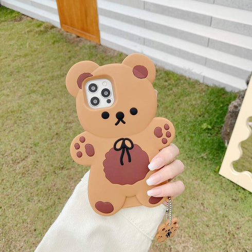 Yatchen Bear Case Compatible with iPhone 13 Pro Max,Kawaii Phone Cases Cute 3D Cartoon Teddy Bear with Keychain Women Girls Soft Silicone Shockpro...