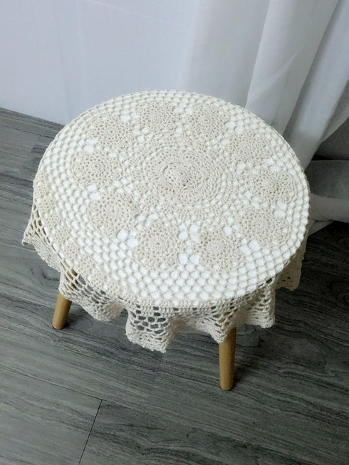 Laivigo New Handmade Crochet Cotton Lace Round Table Cloth Doilies Doily,24 Inch,Beige...