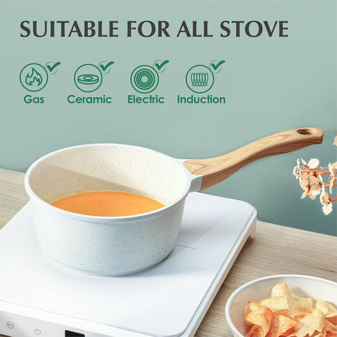 SENSARTE Sauce Pan Bakelite Handle Replacement Only Compatible with 2.6 QT Saucepan with lid White...