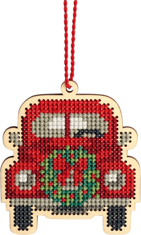 Dimensions Counted Cross Stitch, Vintage Truck Wooden Christmas Ornament Craft Kit, 1 Pc...