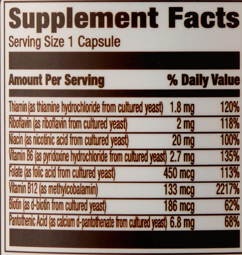 Amazon Elements B Complex, High Potency, 83% Whole Food Cultured, Supports Immune and Normal Energy Metabolism, Vegan, 65 Capsules, 2 month supply...