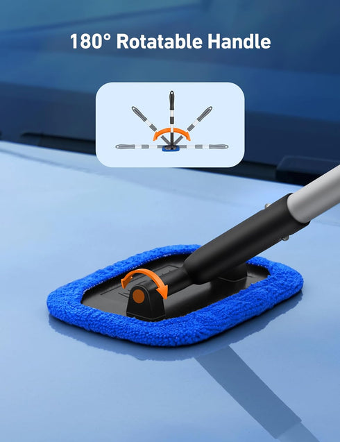 AstroAI Windshield Cleaner, Microfiber car Window Cleaner with 4 Reusable and Washable Microfiber Pads and Extendable Handle Auto Inside Glass Wip...
