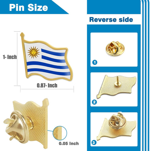 12/24/50/100Pcs Uruguay Flag Lapel Pins Bulk - Metal Uruguayan Brooch Badge Souvenir for Men Women Clothes Bags Hats...