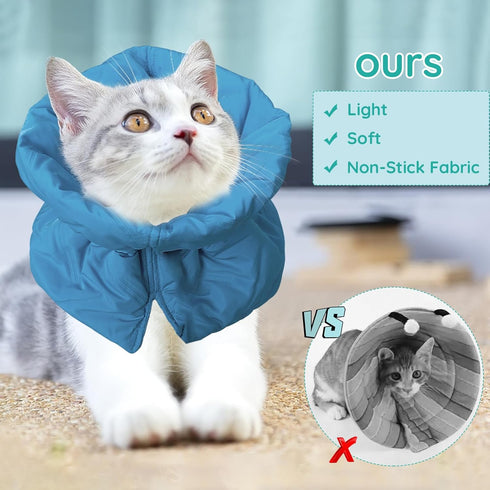 Cat Recovery Collar, Soft Adjustable Cat Cone Alternative, Lightweight Waterproof Fasteners Collars for Cats Kittens Puppies, After Surgery Stop L...