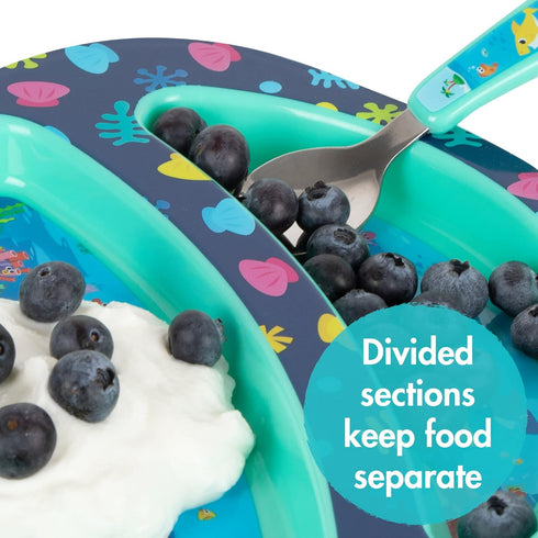 The First Years Baby Shark Dinnerware Set - Toddler Plates and Bowls Set - Includes 1 Toddler Plate, Toddler Bowl, and Toddler Fork and Spoon - 4 ...