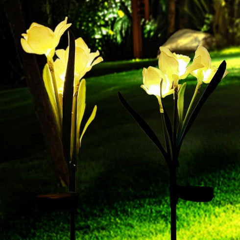 Solar Daffodil Flower Light Garden Outdoor Stake LED Waterproof Lamp 2 Pack Artificial Plant Outside Decorative Pathway Yard for Landscape...