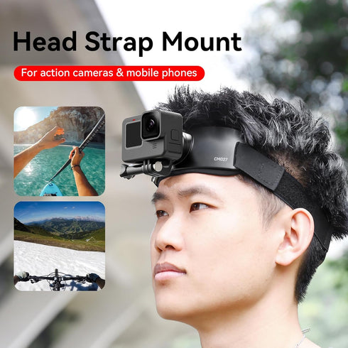 Head Strap Mount for Gopro iPhone - ULANZI CM27 2 in 1 POV Sets Support Vertical Shots Vlog Video Accessories for Gopro Hero 12 11 10 9 8 7 Black/...