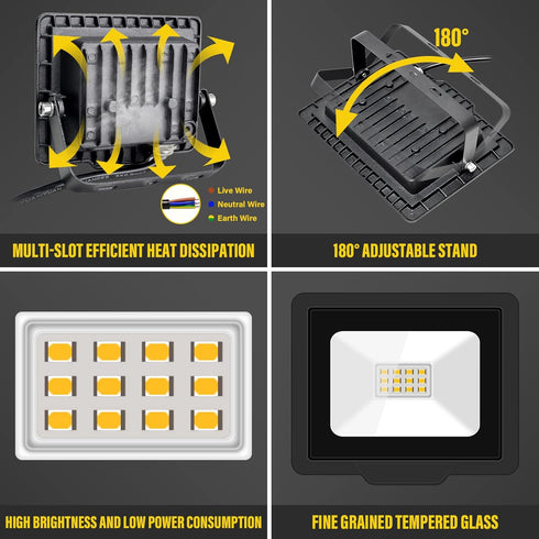 AUXTINGS 10W LED Flood Lights Outdoor Security Lights 1000LM Outside Lamp 4000K Warm White Spot Light Exterior Lighting for Yard Backyard House Co...