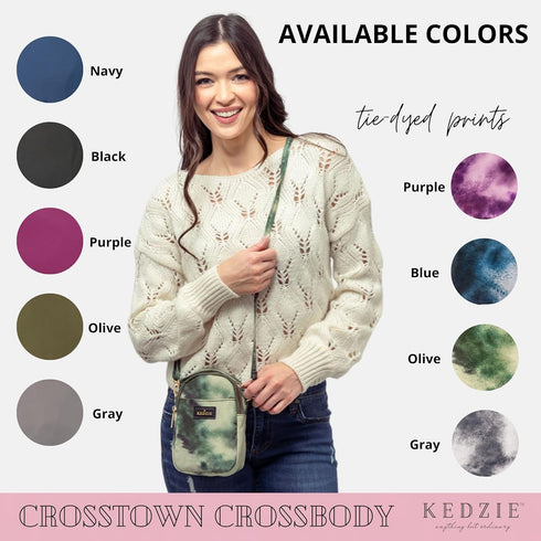 KEDZIE Crosstown Crossbody Zipper Bag with Adjustable Strap...