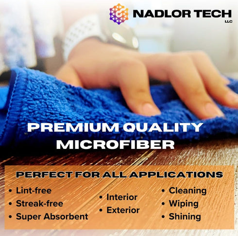 Professional-Grade Premium Microfiber Cleaning Cloth 5-Pack - 16"x16" - Great for Home Cleaning, Pet Drying and Car Washing - Streak-Free Shine, L...