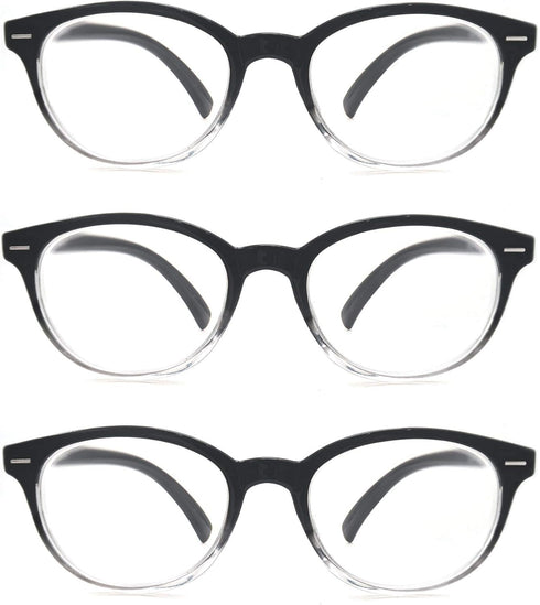 Black Reading Glasses Women Cute Small Round Readers +2.25 for Small Head/Petite Face,Lightweight Cheaters Reading Glasses w/Comfortable Spring Hi...