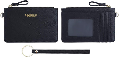 Aiyo Nice Women Slim RFID Card Case Holder Wristlet Zip ID Case Wallet Small Leather Wallet Coin Purse with Keychain...